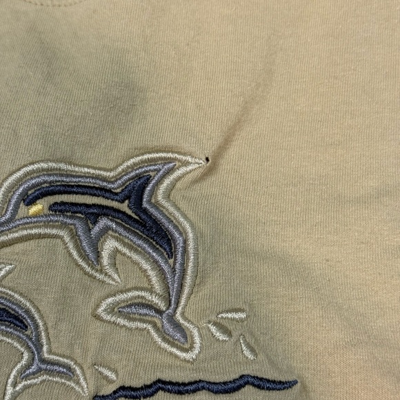 Tan Boxy Dolphin Embroidered Cozumel Mexico Vintage Tee - Picture 3 of 10